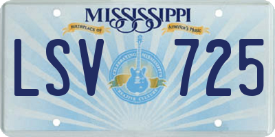 MS license plate LSV725