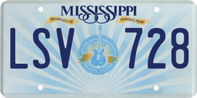MS license plate LSV728