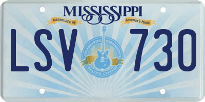 MS license plate LSV730