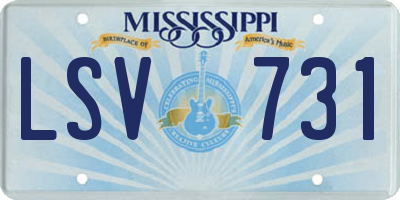 MS license plate LSV731