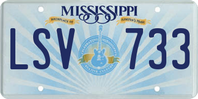 MS license plate LSV733