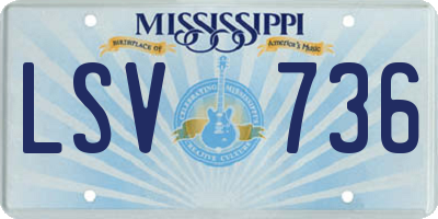 MS license plate LSV736