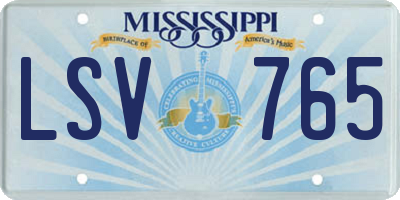 MS license plate LSV765