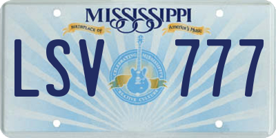 MS license plate LSV777