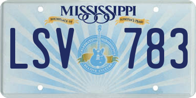 MS license plate LSV783