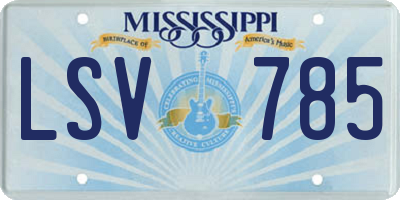 MS license plate LSV785