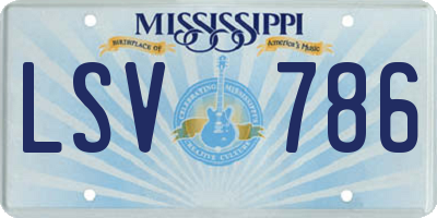 MS license plate LSV786