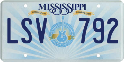 MS license plate LSV792