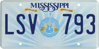MS license plate LSV793