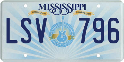 MS license plate LSV796