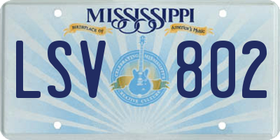 MS license plate LSV802