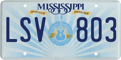 MS license plate LSV803