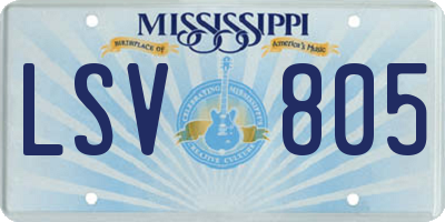 MS license plate LSV805