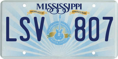 MS license plate LSV807