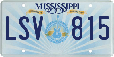 MS license plate LSV815