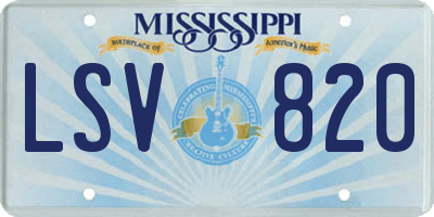 MS license plate LSV820