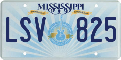 MS license plate LSV825