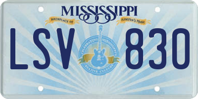 MS license plate LSV830
