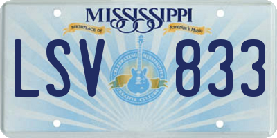MS license plate LSV833