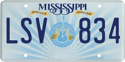 MS license plate LSV834