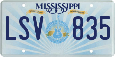 MS license plate LSV835
