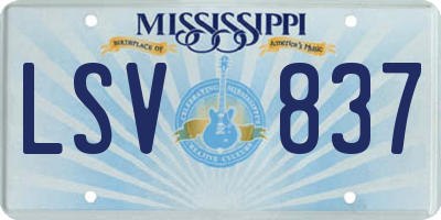 MS license plate LSV837