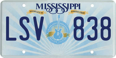 MS license plate LSV838