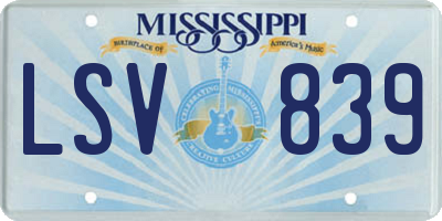 MS license plate LSV839