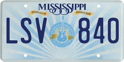 MS license plate LSV840