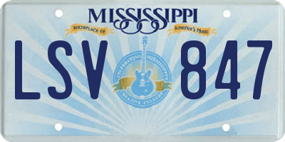 MS license plate LSV847