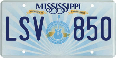 MS license plate LSV850