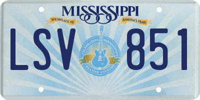 MS license plate LSV851