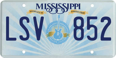 MS license plate LSV852