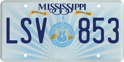 MS license plate LSV853