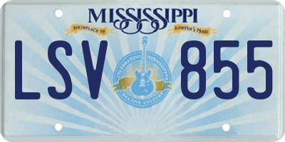 MS license plate LSV855