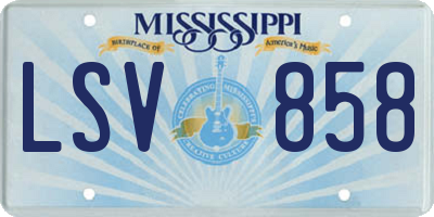 MS license plate LSV858