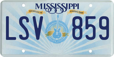 MS license plate LSV859
