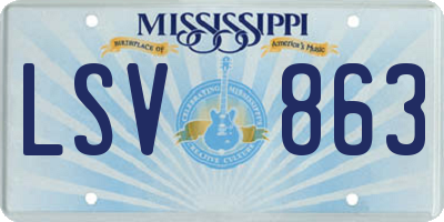MS license plate LSV863