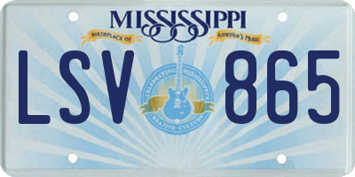 MS license plate LSV865