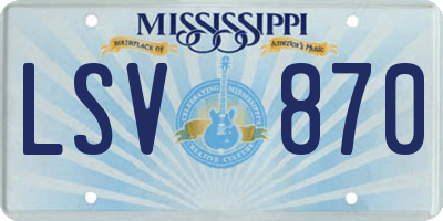 MS license plate LSV870