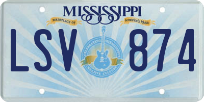 MS license plate LSV874