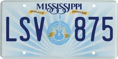 MS license plate LSV875