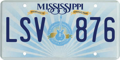 MS license plate LSV876