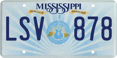 MS license plate LSV878