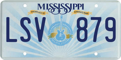 MS license plate LSV879
