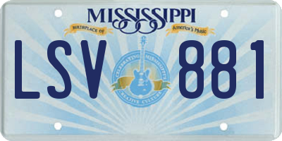 MS license plate LSV881