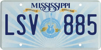 MS license plate LSV885