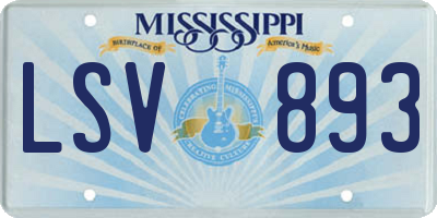 MS license plate LSV893
