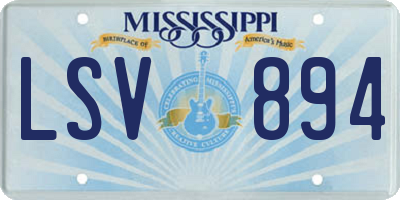 MS license plate LSV894