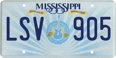 MS license plate LSV905